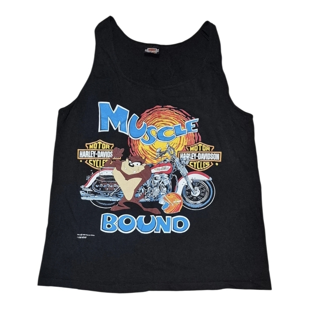 Vintage 1993 Harley Davidson TAZ Muscle Bound  Tank Top L USA 100% COTTON